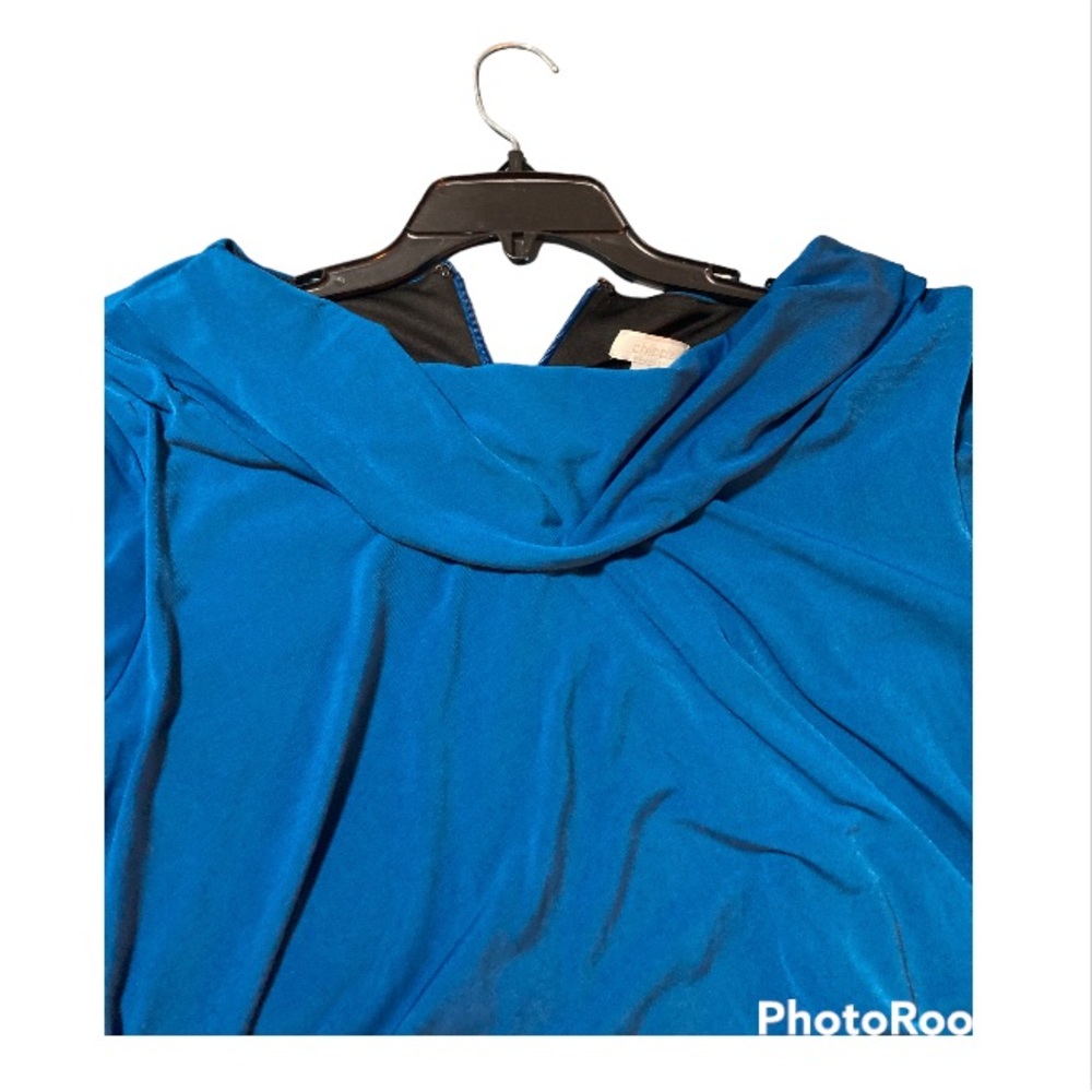 Chicos Dress blue Stretch 3/4 Sleeve Wrap long sleeve - Picture 5 of 12